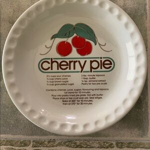 Cherry Pie Vintage Recipe Ceramic Pie Plate